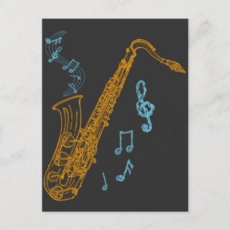 Saxophone Player Musician Jazz Music Art Postcard