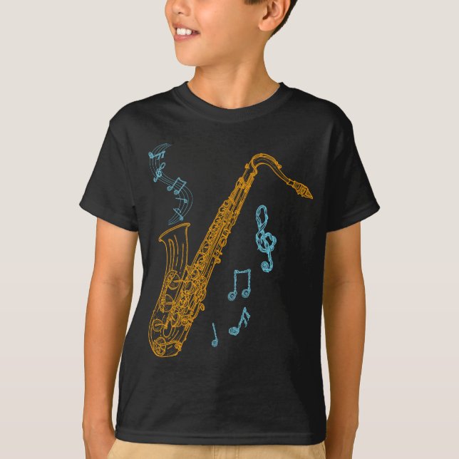 Saxophone Player Musician Jazz Music Art T-Shirt (Front)