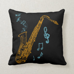 Saxophone Player Musician Jazz Music Art Throw Pillow