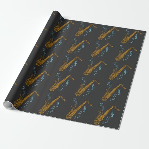 Saxophone Player Musician Jazz Music Art Wrapping Paper