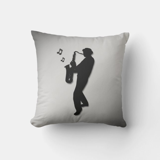 Saxophone Player Outdoor Pillow (Front)