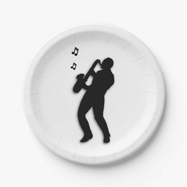 Saxophone Player Paper Plates (Front)