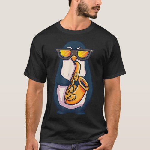 Saxophone Player Penguin Jazz Band Music Animal Lo T_Shirt