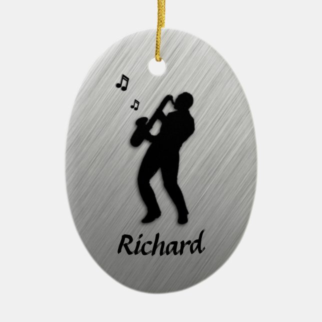 Saxophone Player Personal Ceramic Ornament (Front)