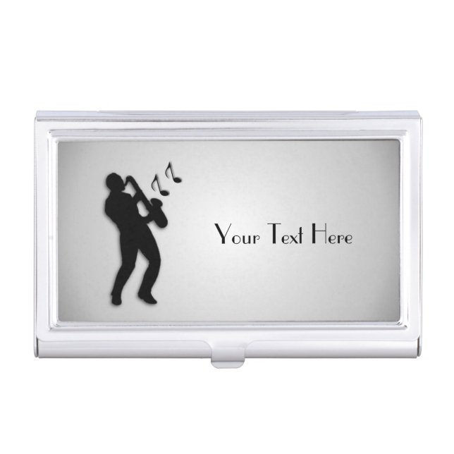 Saxophone Player Personalized Business Card Case (Front)