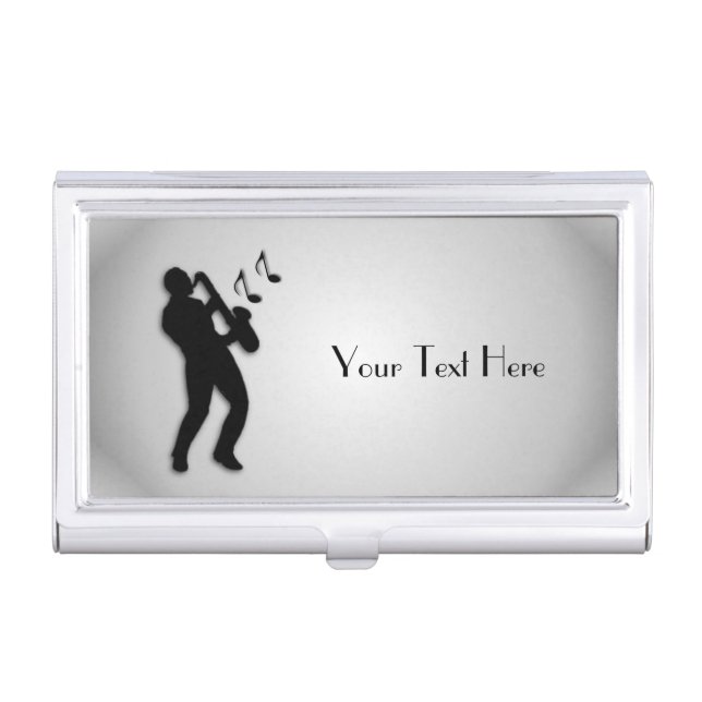 Saxophone Player Personalized Business Card Case (Front)