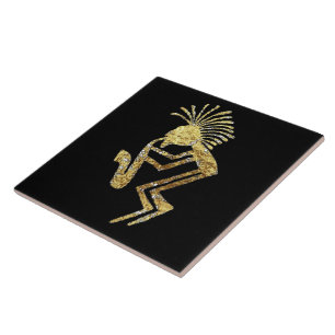 Saxophone Player Petroglyph Ceramic Tile