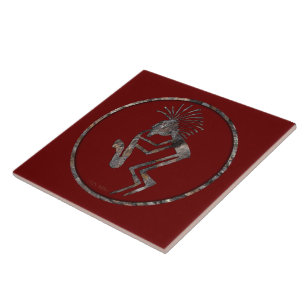 Saxophone Player Petroglyph Talking Canyons, New M Ceramic Tile