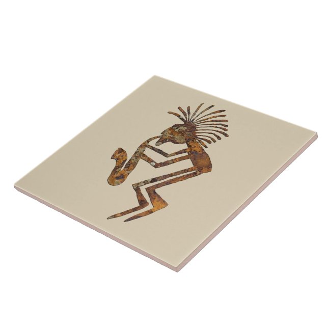 Saxophone Player Petroglyph Tile (Side)