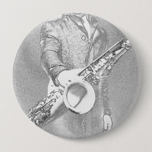 saxophone player pinback button