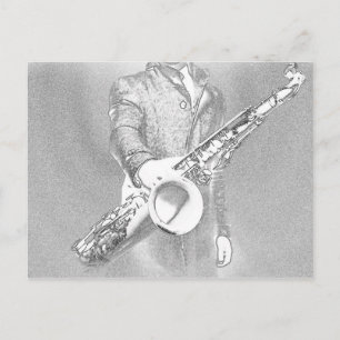 saxophone player postcard