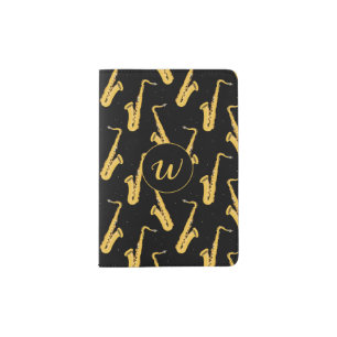 Saxophone Player Saxophonist Monogram Passport Holder
