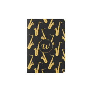 Saxophone Player Saxophonist Monogram Passport Holder