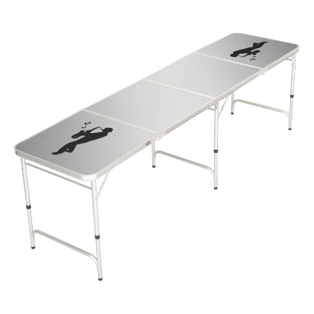 Saxophone Player Silver Beer Pong Table (Angled)