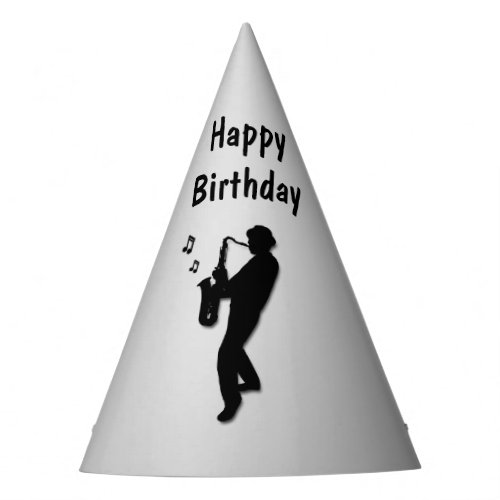 Saxophone Player Silver Birthday Party Party Hat