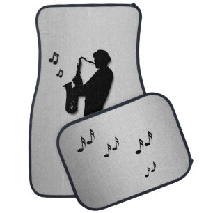Saxophone Player Silver Car Floor Mat