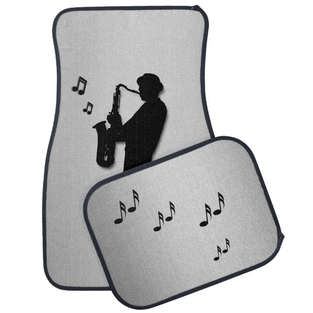 Saxophone Player Silver Car Floor Mat (Set)