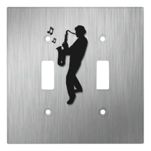 Saxophone Player Silver Light Switch Cover