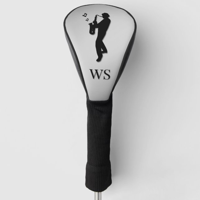 Saxophone Player Silver Monogram Golf Head Cover (Front)