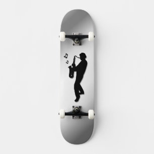Saxophone Player Silver Skateboard Deck