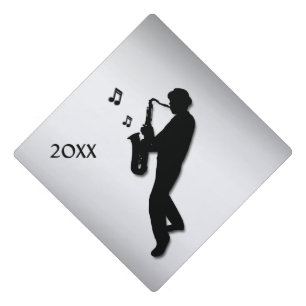 Saxophone Player with Year Graduation Cap Topper