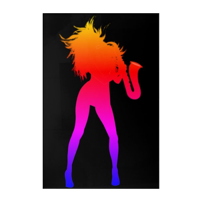 Saxophone Player Woman Acrylic Print (Front)