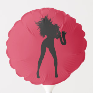 Saxophone Player Woman Balloon or Choose Color