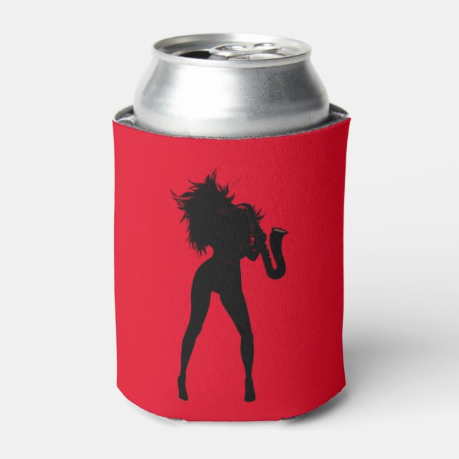 Saxophone Player Woman Can Cooler - Choose Color (Can Front)