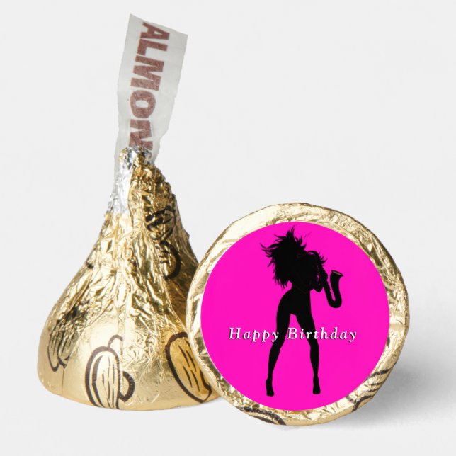 Saxophone Player Woman Customizable Birthday Gift Hershey®'s Kisses® (Front)