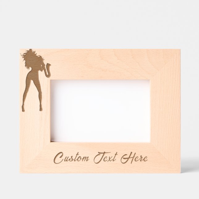 Saxophone Player Woman Etched Frames - Custom Text (Front)