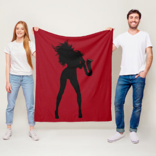 Saxophone Player Woman Fleece Blanket Custom Color