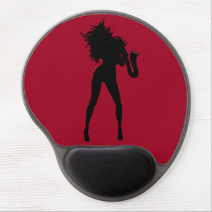 Saxophone Player Woman Gel Mouse Pad
