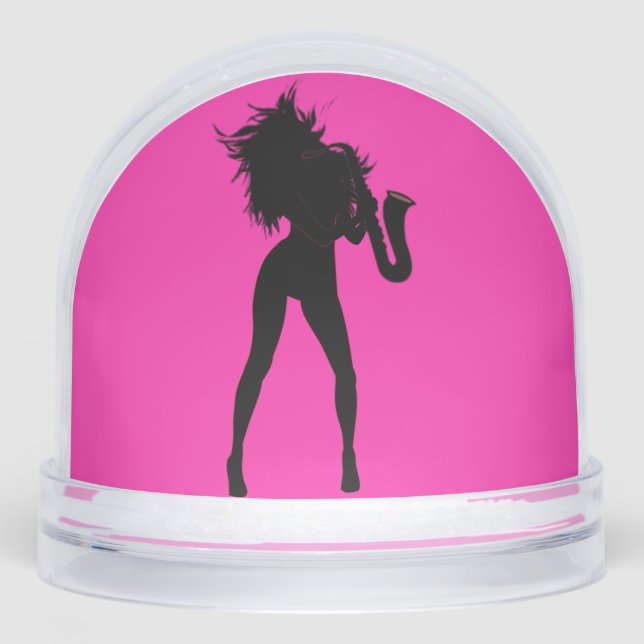 Saxophone Player Woman Snow Globe (Front)