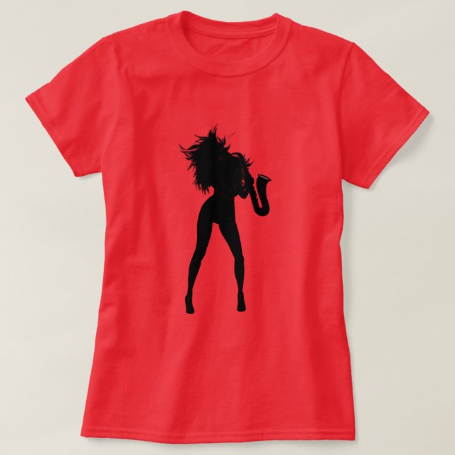 Saxophone Player Woman T-Shirt (Design Front)