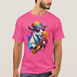 Saxophone Playing Goat With Sunglasses T-Shirt