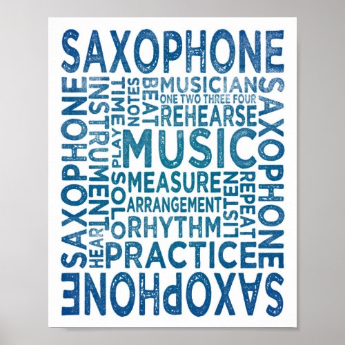 Saxophone Poster Ink Typography Art Print