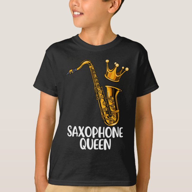Saxophone Queen Brass Jazz Music Gift Saxophone T-Shirt (Front)
