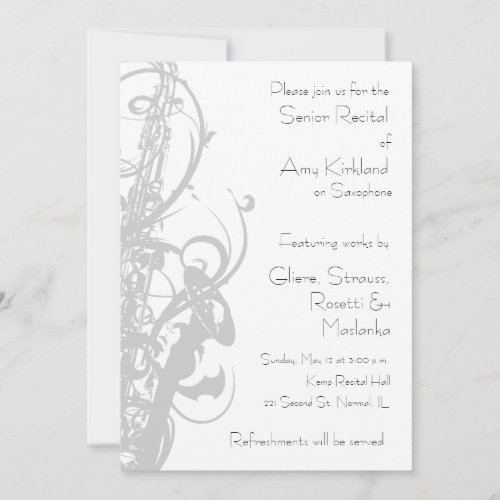 Saxophone Recital Personalized Invitation