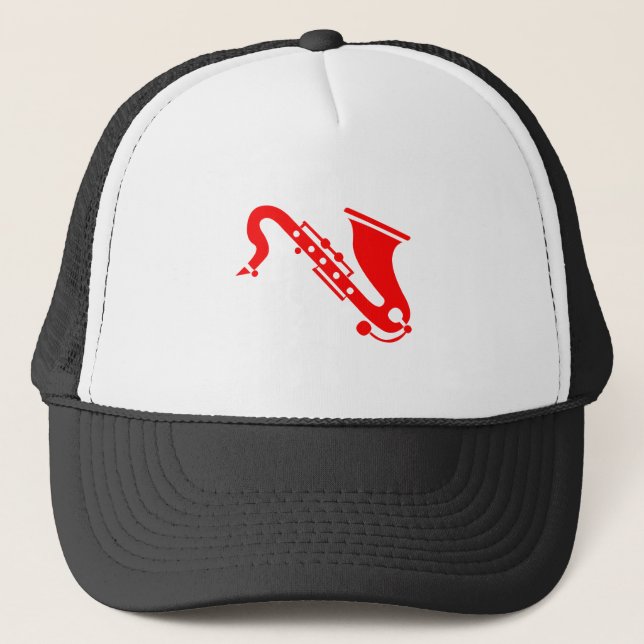 Saxophone - Red Trucker Hat (Front)