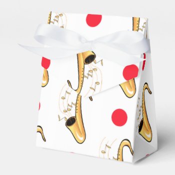 Saxophone  Red & White Polka Dots Favor Boxes by Birthday_Party_House at Zazzle
