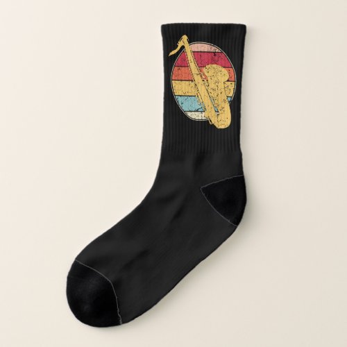 Saxophone retro vintage circle sunset men women socks