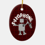 Saxophone Robot Text Ceramic Ornament