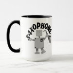 Saxophone Robot Text Mug