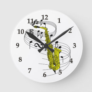 Saxophone Round Clock