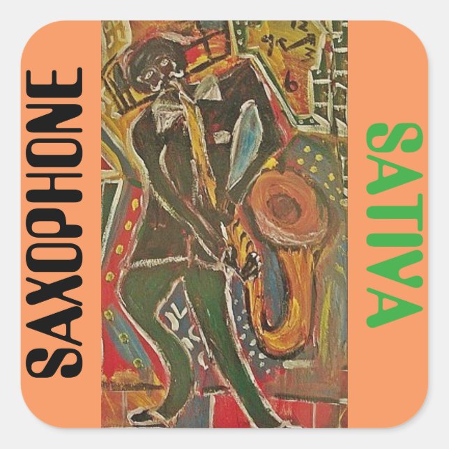 SAXOPHONE SATIVA SQUARE STICKER (Front)