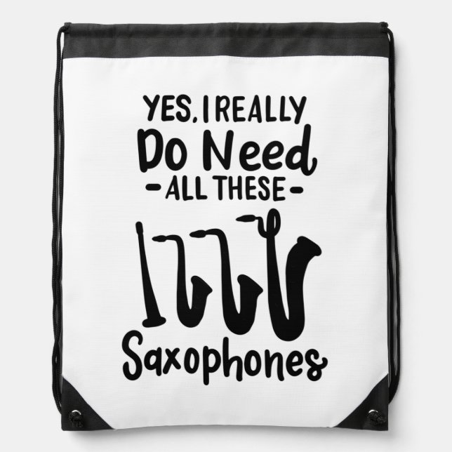 Saxophone - Saxophone Types Drawstring Bag (Front)