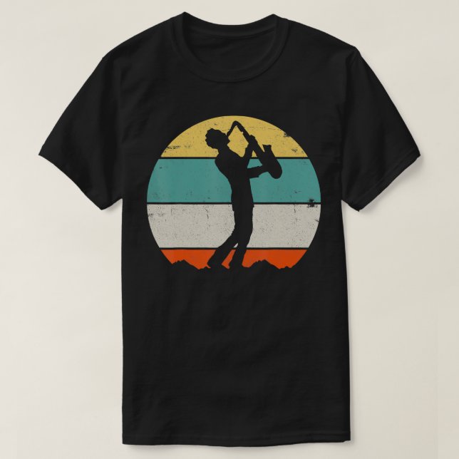 Saxophone Saxophonist Blues Music Retro Vintage  T-Shirt (Design Front)