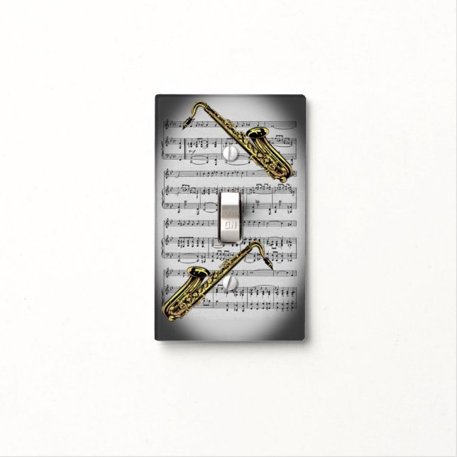 Saxophone ~ Sheet Music Background ~ Switch Plate (In Situ)
