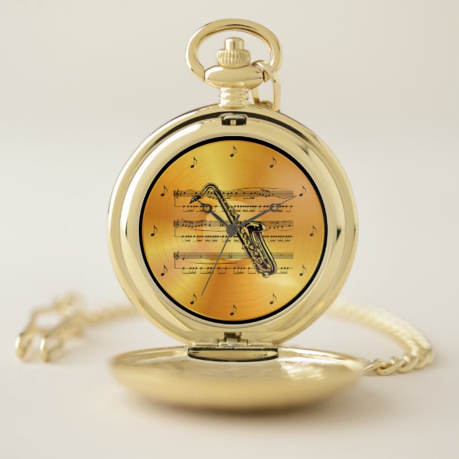 Saxophone ~ Sheet Music ~ Gold Record ~ Pocket Watch (Inside)