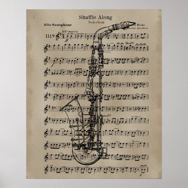 Saxophone Sheet Music Poster (Front)